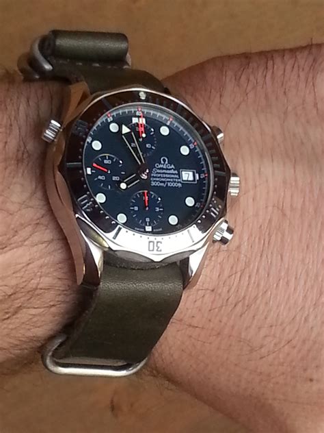 omega seamaster 300m leather strap|omega seamaster 300 silicone strap.